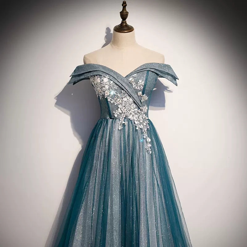 Off The Shoulder Tulle Prom Dresses HZ1023