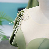 A line Green Long Prom Dresses HZ1023