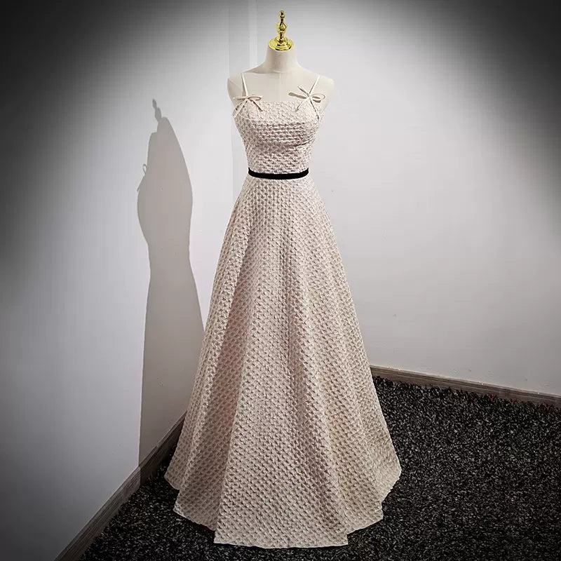 Simple A line Long Lace Prom Dresses HZ1023