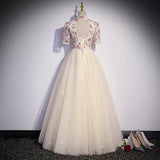 Simple A line Long Tulle Prom Dresses HZ1023