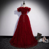 Off The Shoulder Red Prom Dresses Sexy Evening Dress HZ1023