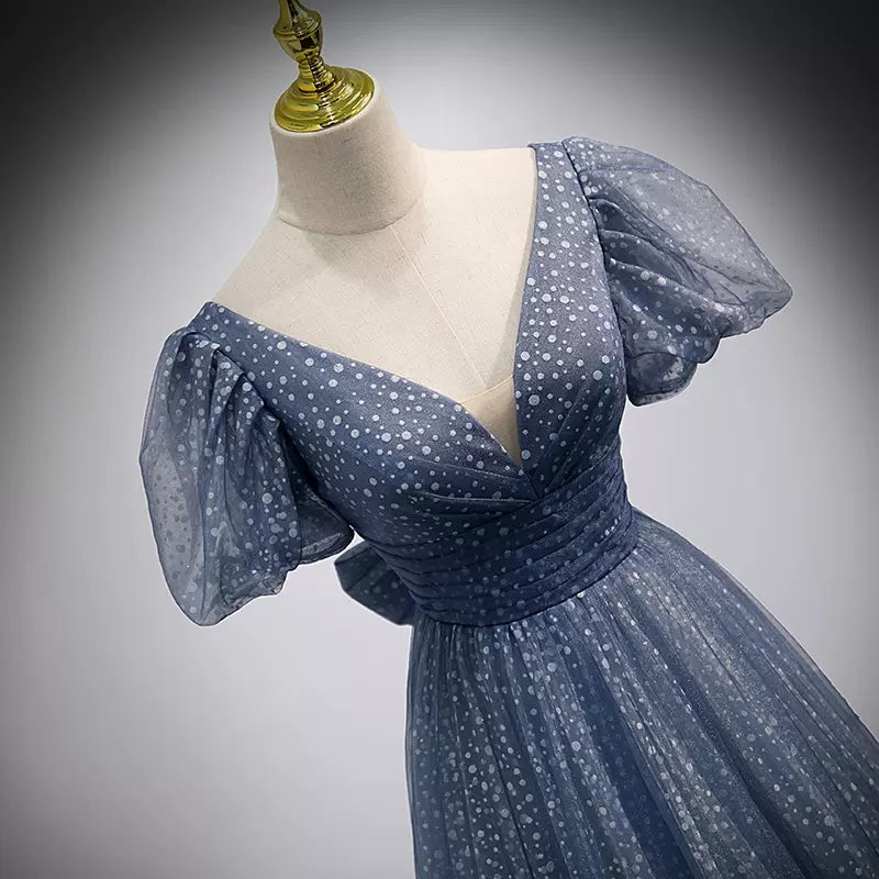 Simple A line Sequin Long Prom Dresses HZ1023