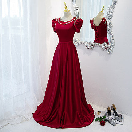 Simple Red Long Prom Dresses HZ1023