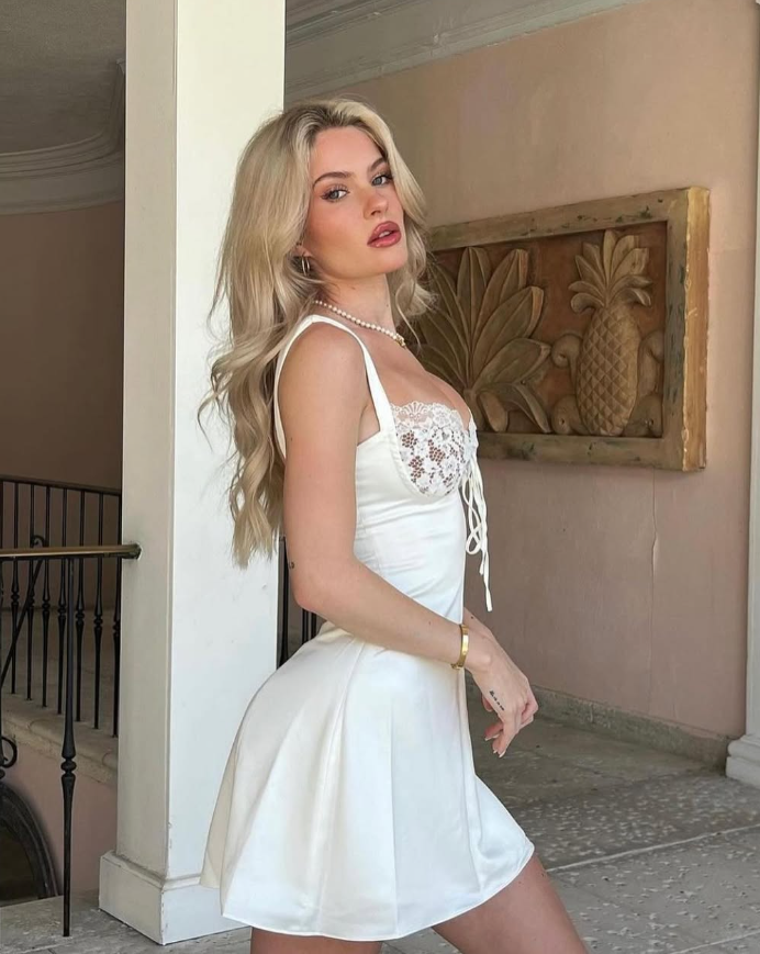 White A Line Straps Lace Satin Short Homecoming Dress Cocktail Dress HZ1023