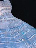 Silver Sequin Ball Gown Strapless Blue Tulle Prom Dress Party Dress HZ1023