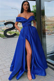 Off The Shoulder Formal Dresses Cheap | Sexy Long Evening Gowns with Side Slit HZ1023