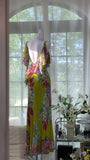 Green Print Floral Mermaid Spaghetti Strap Chiffon Backless Evening Dress Party Dress HZ1023