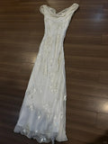 Light Pink Mermaid Round Neck Beaded Floral Chiffon Evening Dress Party Dress HZ1023
