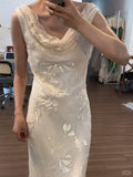 Light Pink Mermaid Round Neck Beaded Floral Chiffon Evening Dress Party Dress HZ1023