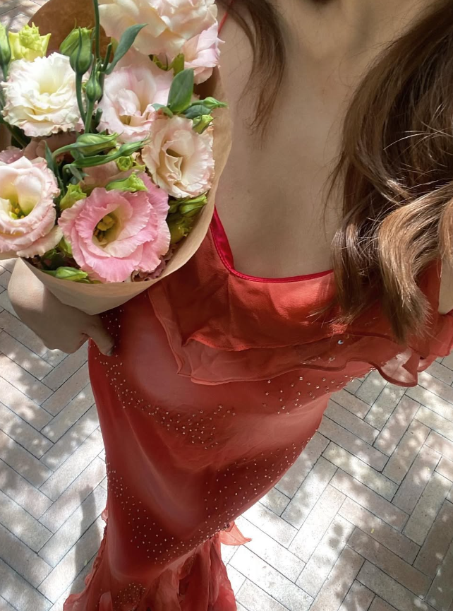 Vintage Mermaid Spaghetti Strap Beaded Ruffle Chiffon Prom Dress Evening Dress HZ1023