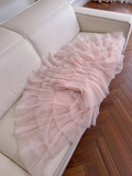 Elegant A Line Spaghetti Strap Layered Light Pink Tulle Short Homecoming Dress Cocktail Dress HZ1023