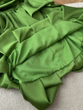 Simple A Line Strapless Pleated Green Satin Short Homecoming Dress Cocktail Dress HZ1023