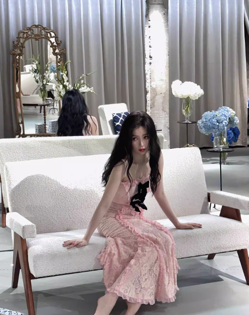 Pink Mermaid Strapless Bow Lace Long Party Dress Wedding Guest Dress HZ1023