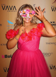 Cute A Line Off the Shoulder 3D Floral Pink Tulle Prom Dress Evening Dress HZ1023