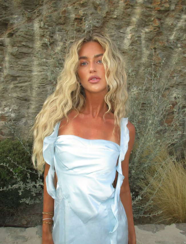 Baby Blue Mermaid Ruffle Straps Satin Long Prom Dress Vacation Dress Party Dress HZ1023