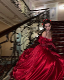 Beautiful Red Off The Shoulder Satin A-line Prom Dress HZ1023