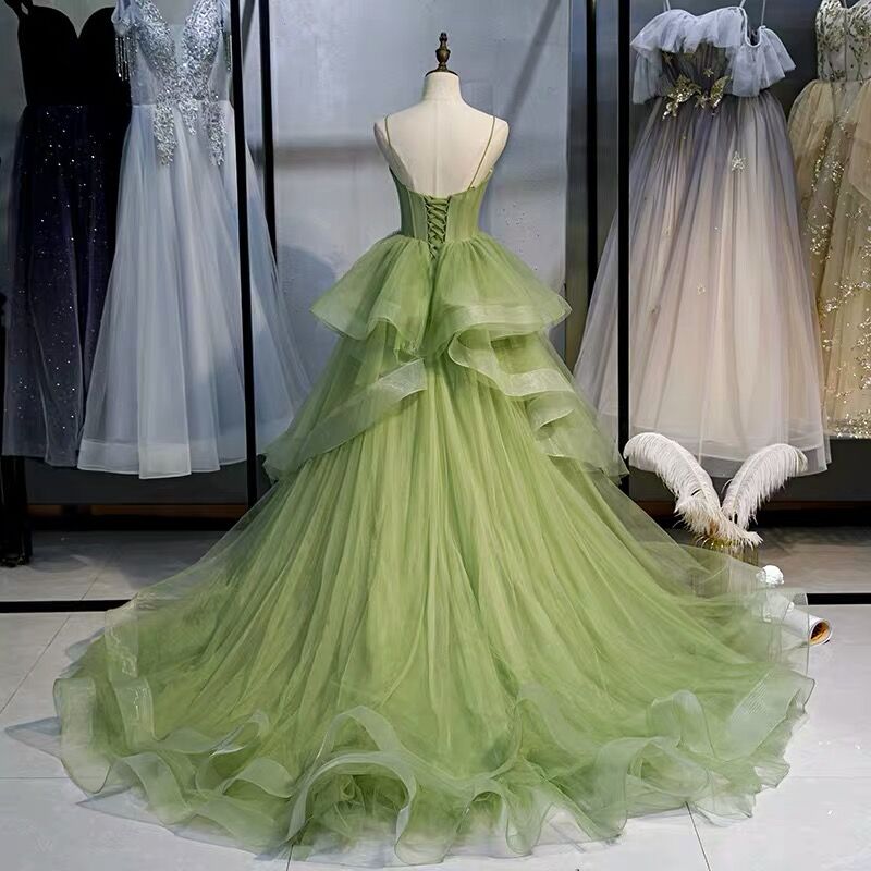 Ball Gown, Green Prom Dresses Vintage Prom Dress HZ1023