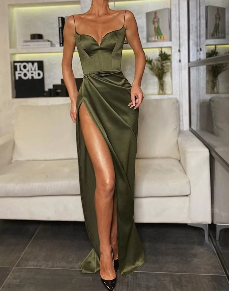 Black Mermaid Spaghetti Straps Cheap Long Evening Prom Dresses HZ1023