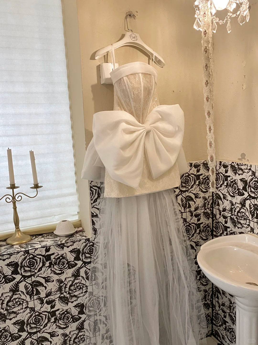 White Bow A Line Strapless Beaded Lace Satin Short Homecoming Dress Birthday Dress HZ1023