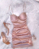 Pink Short Party Dress Sheath Homecoming Dress HZ1023