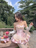 Pink A Line Sweetheart Neck Lace Satin Short Homecoming Dress Cocktail Dress HZ1023