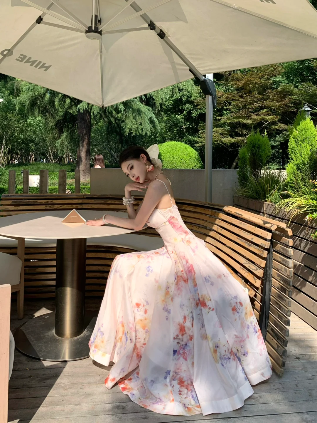 Gentle Pink A Line Spaghetti Strap Print Floral Satin Prom Dress Party Dresses HZ1023