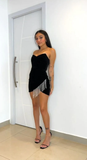 Black Sweetheart Neck Short Homecoming Dress With Tassel HZ1023