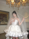 Exquisite 3D Floral A Line Strapless White Tulle Short Cocktail Dress Homecoming Dress HZ1023