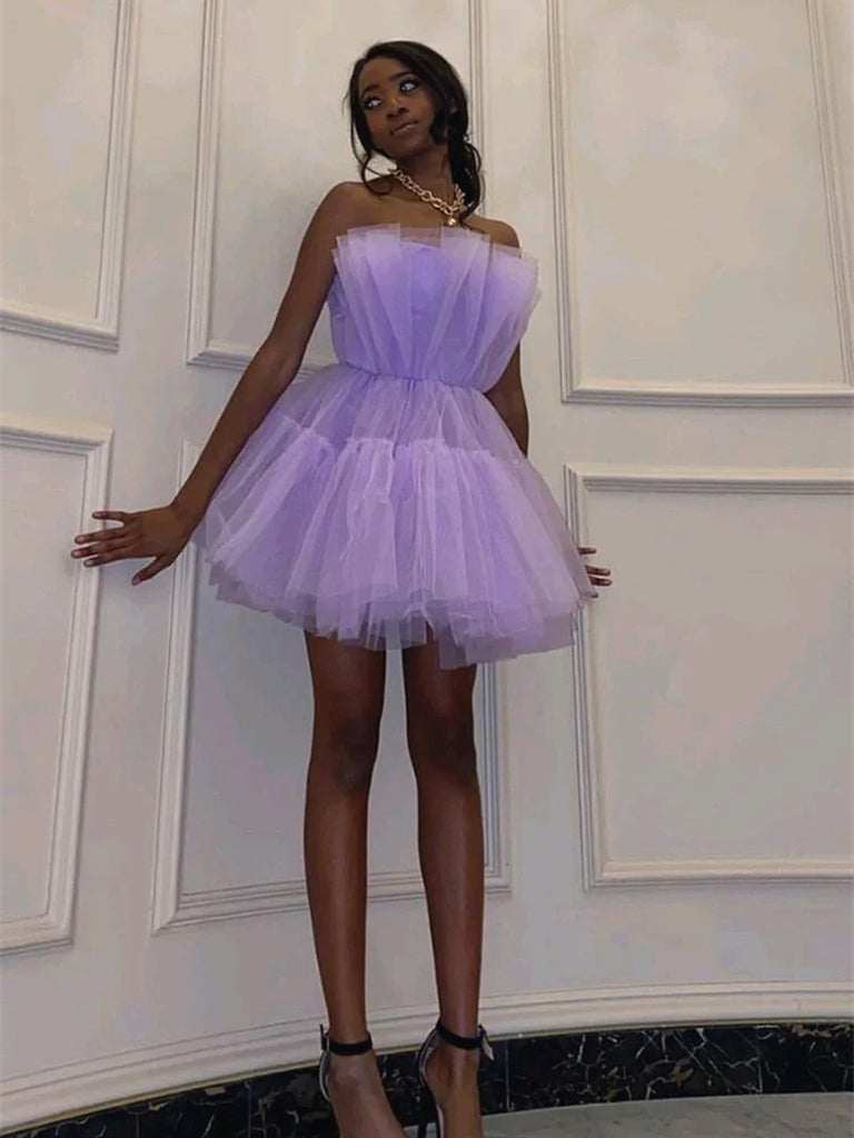 Short Purple Graduation Homecoming Dresses HZ1023