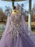 Elegant Ball Gown Lilac Floor Length Prom Dresses HZ1023