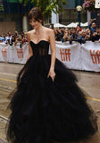 Elegant Black Lace Ball Gown Prom Dresses HZ1023