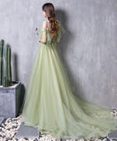 Green Tulle Lace Long Prom Dress Green Evening Dress HZ1023