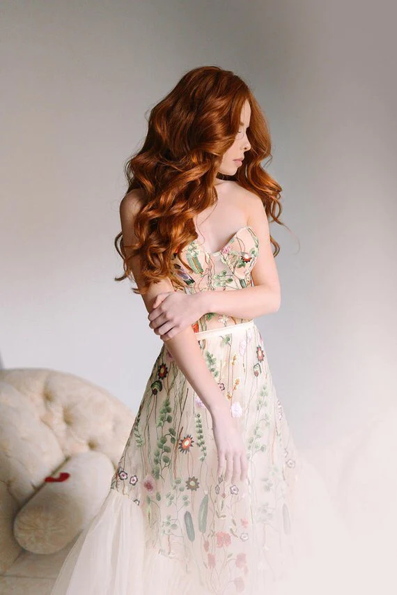 Mermaid Prom Dresses Sweetheart Sweep Train Sexy Chic Floral Lace Prom Dress HZ1023