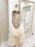 Mermaid Prom Dresses Sweetheart Sweep Train Sexy Chic Floral Lace Prom Dress HZ1023