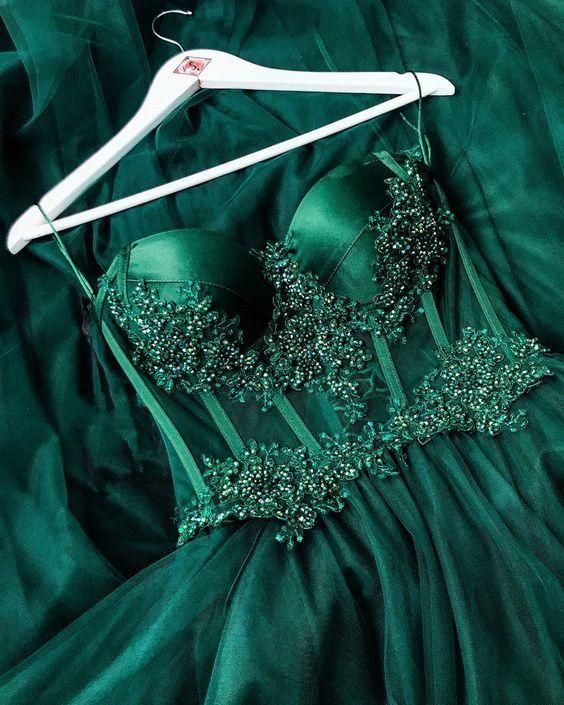 Prom dress,formal dress, evening gown, emerald green prom dress HZ1023