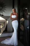 Long Evening Dresses Mermaid White Prom Dress HZ1023
