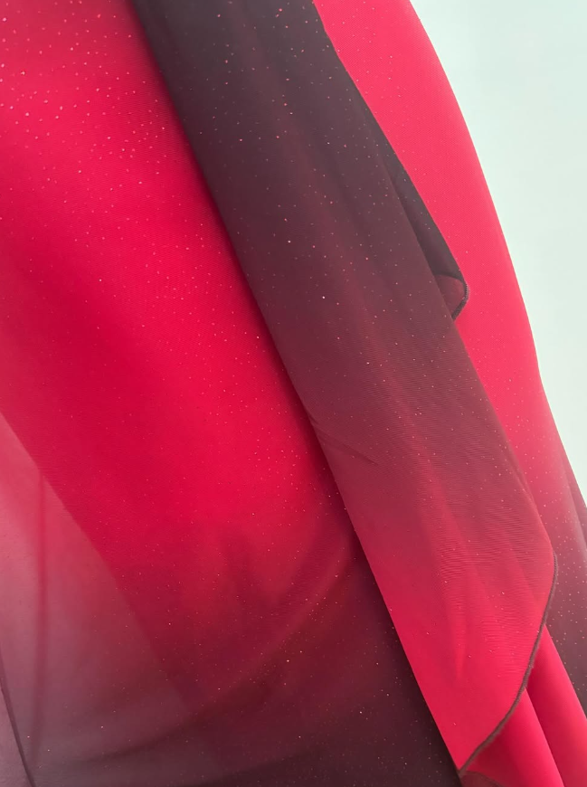 Vintage Sheath Straps Rhinestone Ombre Red Chiffon Prom Dress Evening Dress HZ1023