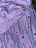 Stunning A Line Halter Beaded Sequin Purple Satin Tulle Long Party Dress Evening Dress HZ1023