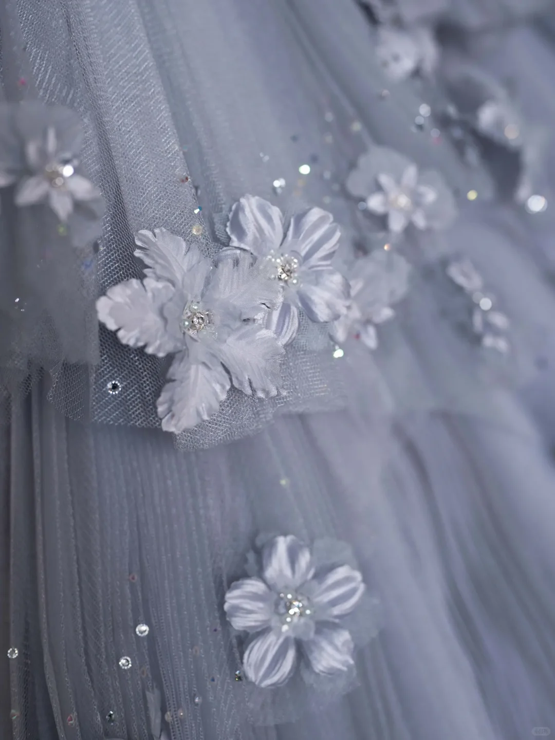 Unique A Line Long Sleeve Flower Tiered Tulle Long Party Dress Evening Dress Ball Gown HZ1023