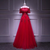 A line Red Long Prom Dresses HZ1023