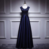 Simple A line Satin Long Prom Dresses HZ1023