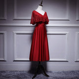 A line Red Prom Dresses Short Bridesmaid Dress HZ1023
