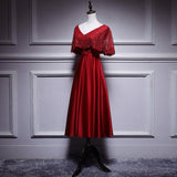 A line Red Prom Dresses Short Bridesmaid Dress HZ1023