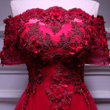 A line Red Long Prom Dresses HZ1023