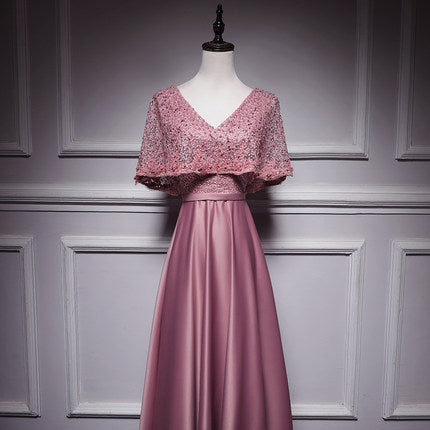 Simple A line Satin Pink Long Prom Dresses HZ1023