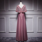 Simple A line Satin Pink Long Prom Dresses HZ1023