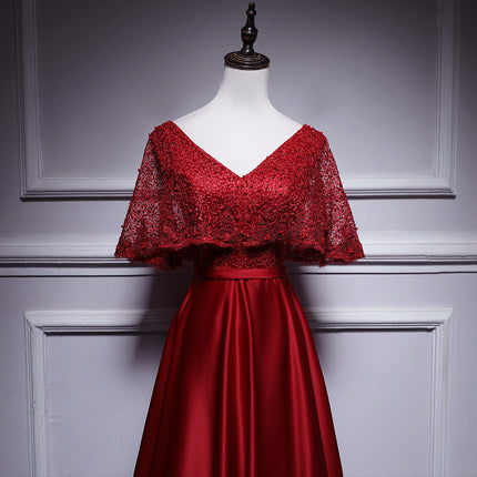 A line Red Prom Dresses Short Bridesmaid Dress HZ1023