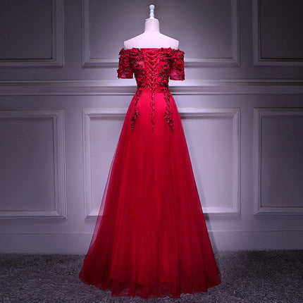 A line Red Long Prom Dresses HZ1023
