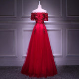 A line Red Long Prom Dresses HZ1023