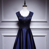 Simple A line Satin Long Prom Dresses HZ1023